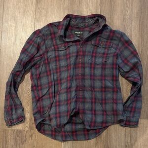 Eddie Bauer Red and Gray Plaid Casual Shirt